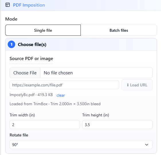 Upload your PDF to the Imposer