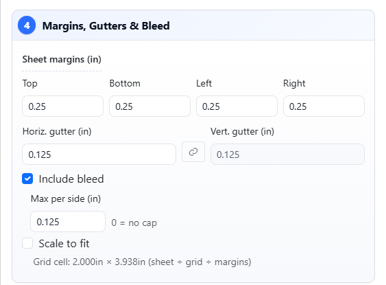 Configure margins, gutters and bleed