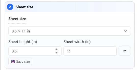 Choose the sheet size
